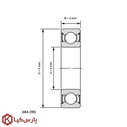 بلبرینگ شیار عمیق مینیاتوری 684 2RS چینی(بسته 10تایی)