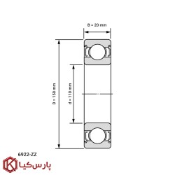 بلبرینگ شیار عمیق 6922zz برند چینی