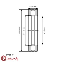 رولبرینگ استوانه ای کف گرد 81106 TN چینی