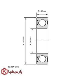 بلبرینگ شیار عمیق 62204 2RS برند JAF