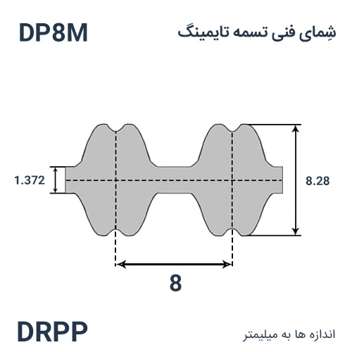 شمای فنی تسمه DRPP-1280-8M