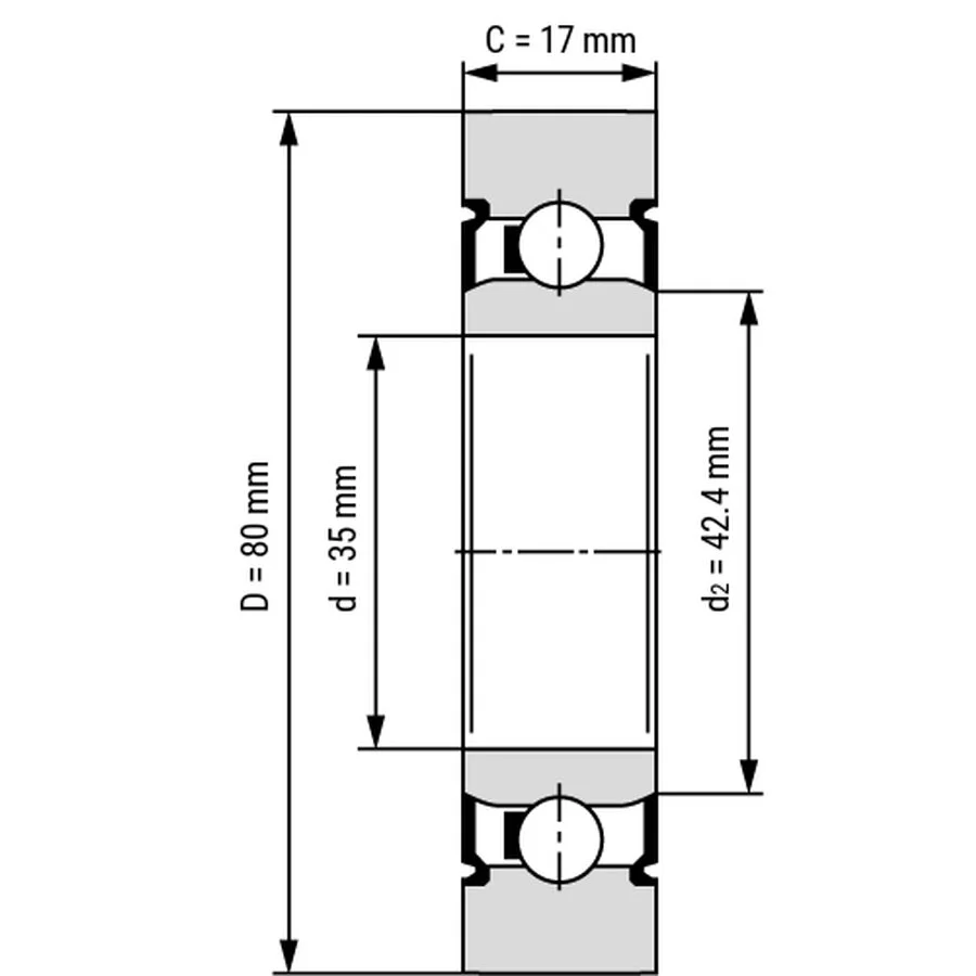 شمای فنی غلتک بلبرینگ LR207 X 2RS شمای فنی غلتک بلبرینگ LR207 X 2RS