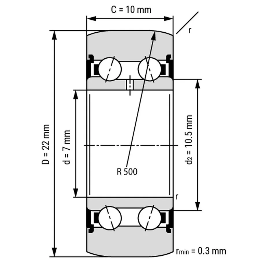 شمای فنی غلتک بلبرینگ LR50/7 2RS TN شمای فنی غلتک بلبرینگ LR50/7 2RS TN