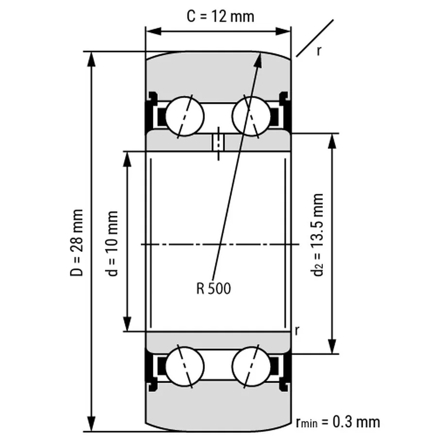 شمای فنی غلتک بلبرینگ LR5000 2RS TN شمای فنی غلتک بلبرینگ LR5000 2RS TN
