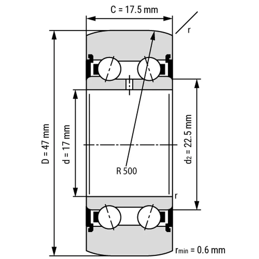 شمای فنی غلتک بلبرینگ LR5203 2RS TN شمای فنی غلتک بلبرینگ LR5203 2RS TN