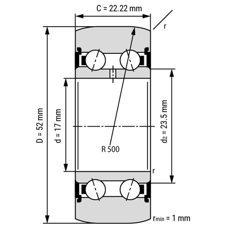 شمای فنی غلتک بلبرینگ LR5303 2RS TN شمای فنی غلتک بلبرینگ LR5303 2RS TN