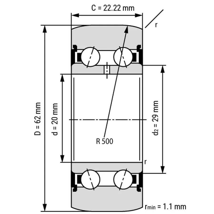 شمای فنی غلتک بلبرینگ LR5304 2RS TN شمای فنی غلتک بلبرینگ LR5304 2RS TN