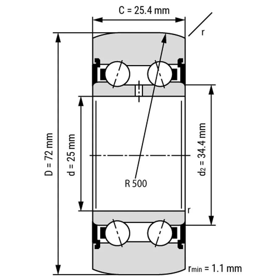 شمای فنی غلتک بلبرینگ LR5305 2RS TN شمای فنی غلتک بلبرینگ LR5305 2RS TN