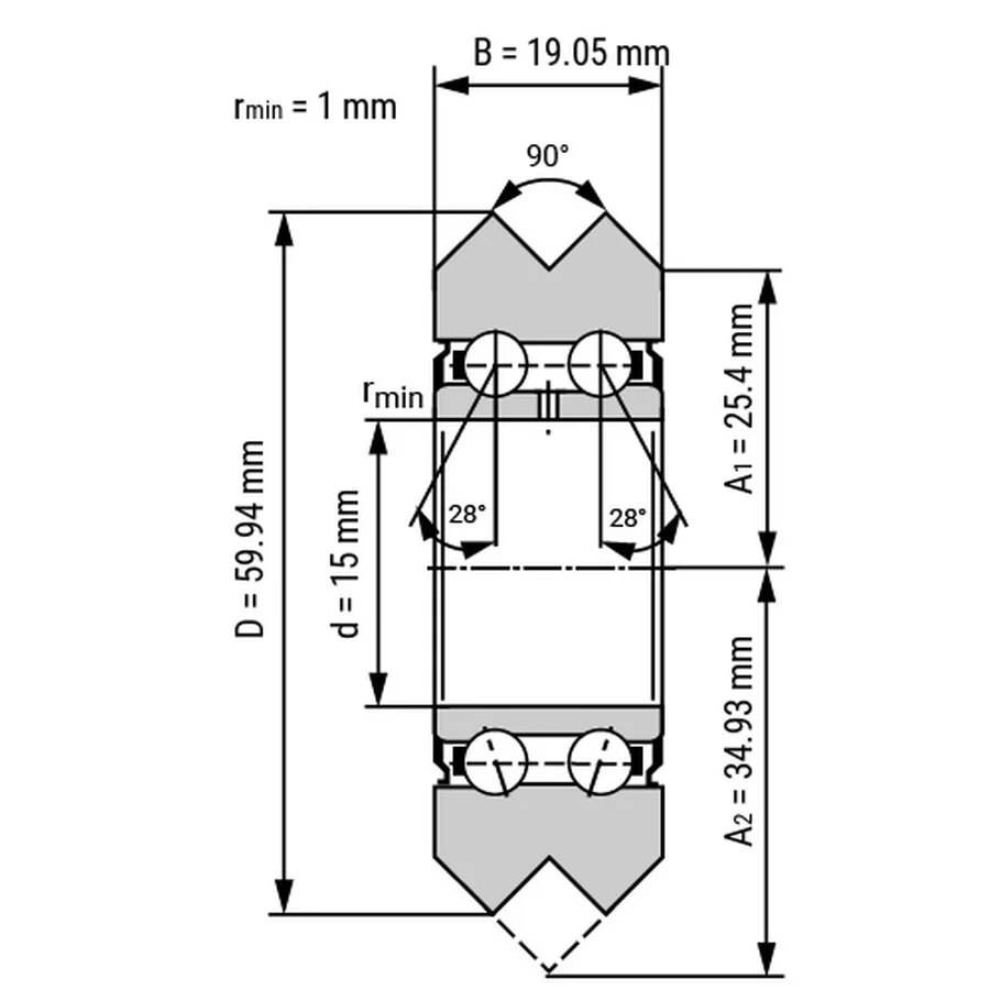 شمای فنی غلتک بلبرینگ W4 شمای فنی غلتک بلبرینگ W4