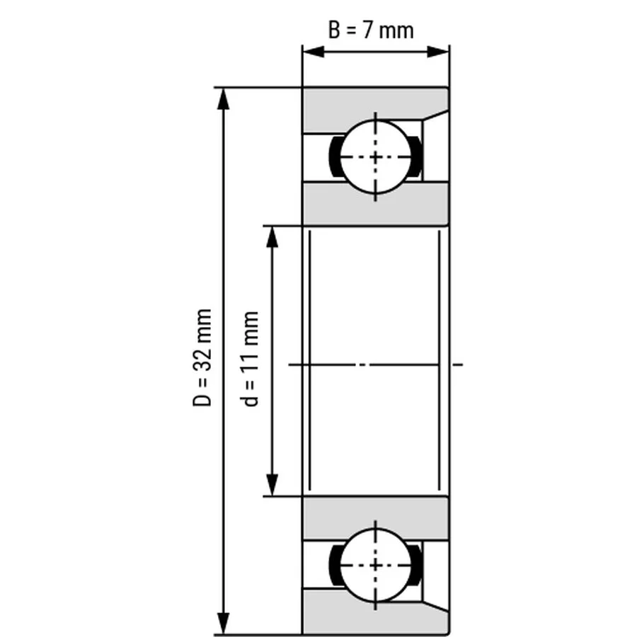 شمای فنی بلبرینگ تک محور E11 شمای فنی بلبرینگ تک محور E11