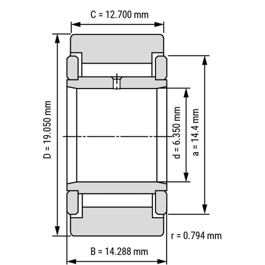 شمای فنی غلتک رولبرینگ CRY12V شمای فنی غلتک رولبرینگ CRY12V