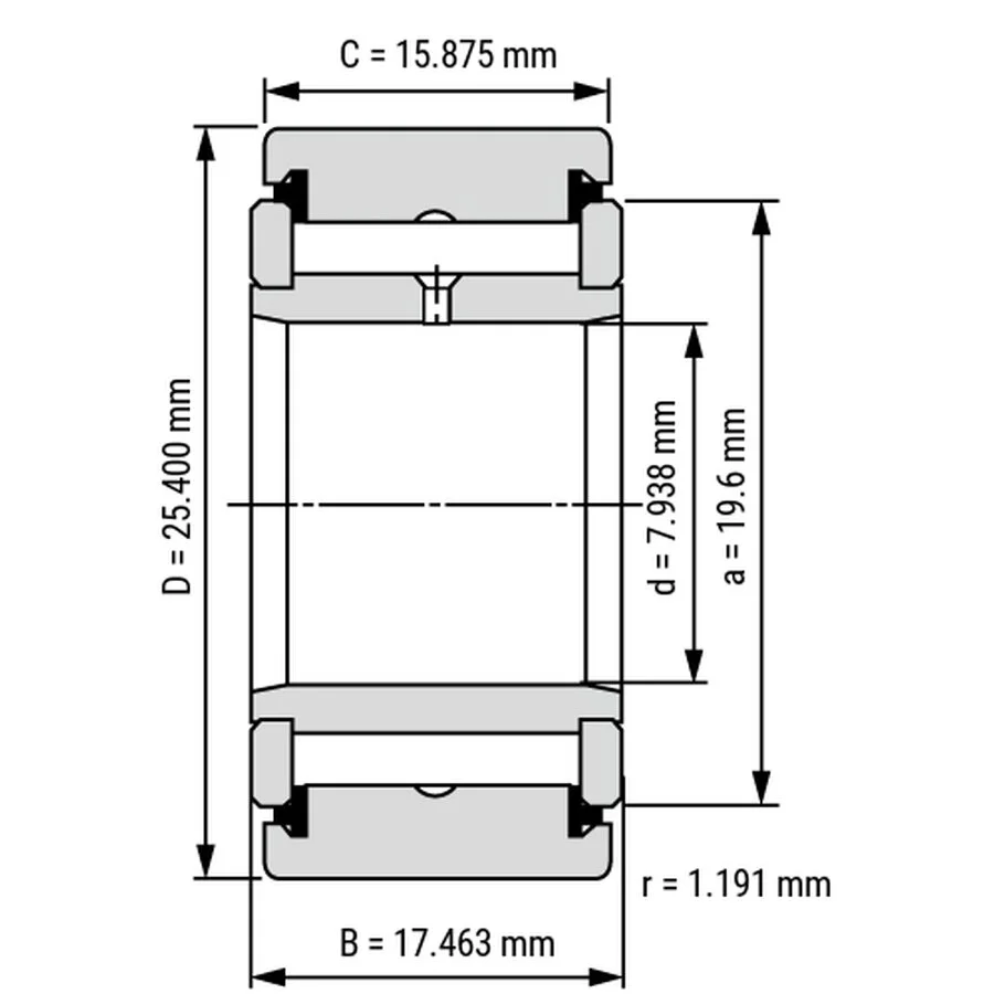 شمای فنی غلتک رولبرینگ CRY16VUU شمای فنی غلتک رولبرینگ CRY16VUU