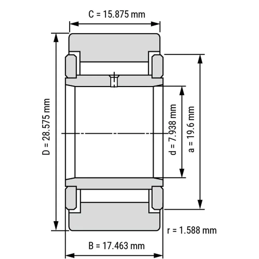 شمای فنی غلتک رولبرینگ CRY18V شمای فنی غلتک رولبرینگ CRY18V