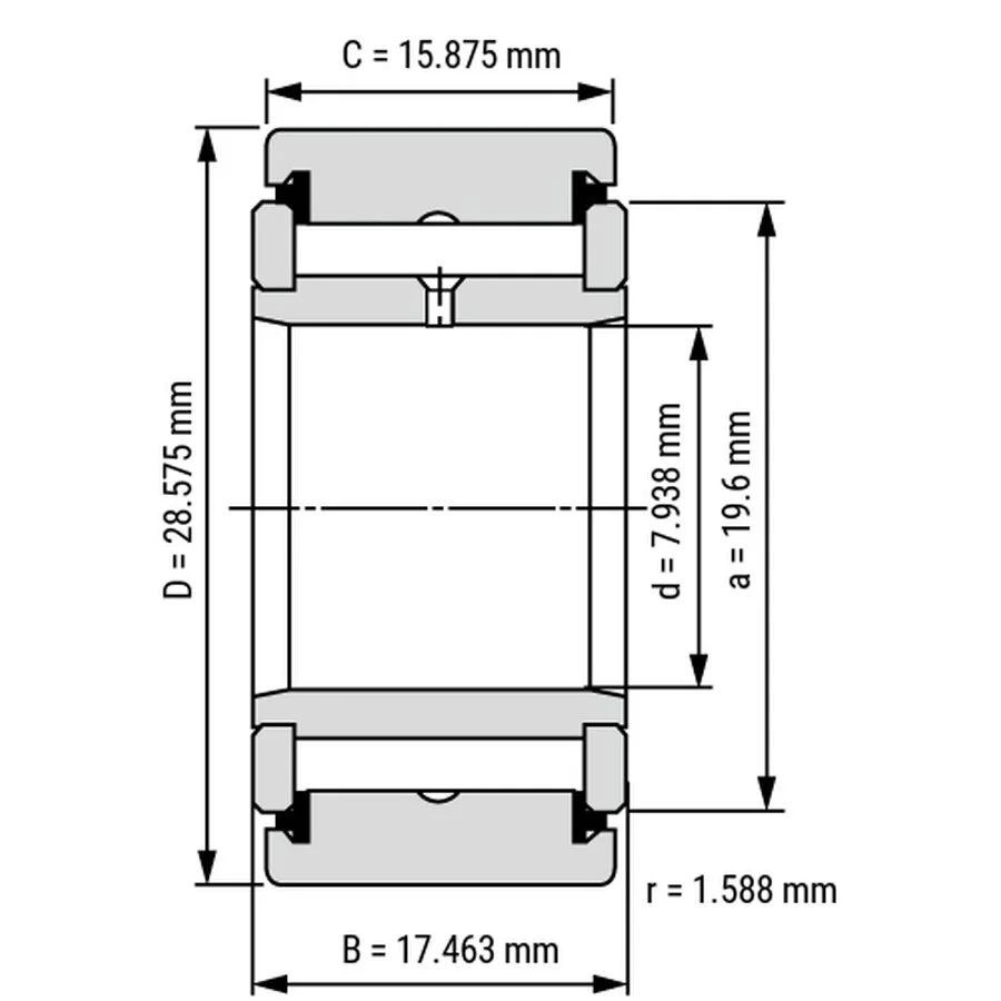 شمای فنی غلتک رولبرینگ CRY18VUU شمای فنی غلتک رولبرینگ CRY18VUU