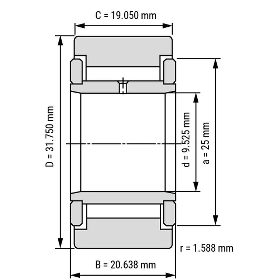 شمای فنی غلتک رولبرینگ CRY20V شمای فنی غلتک رولبرینگ CRY20V
