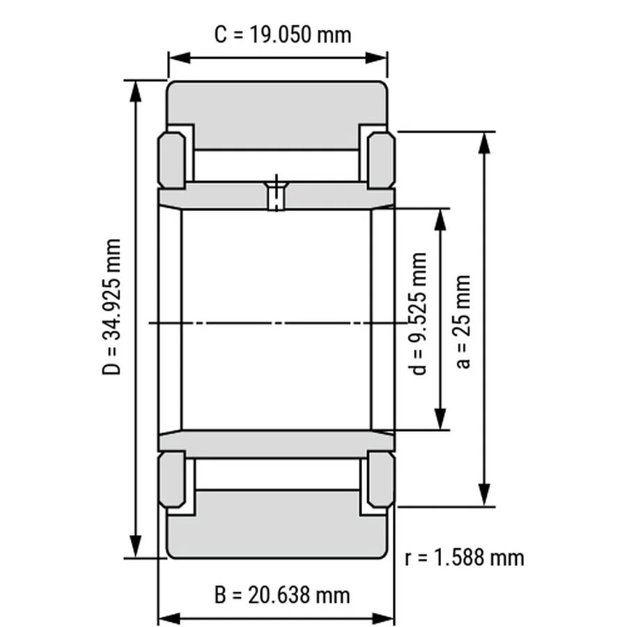 شمای فنی غلتک رولبرینگ CRY22V شمای فنی غلتک رولبرینگ CRY22V
