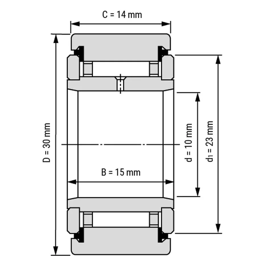 شمای فنی غلتک رولبرینگ NATR10 X PP شمای فنی غلتک رولبرینگ NATR10 X PP