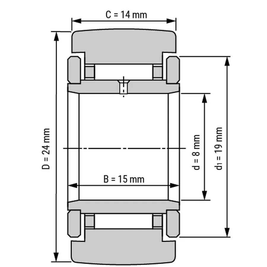 شمای فنی غلتک رولبرینگ NATR8 شمای فنی غلتک رولبرینگ NATR8