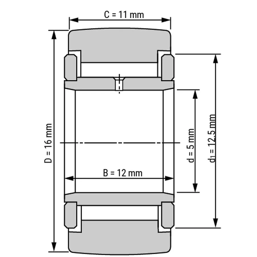 شمای فنی غلتک رولبرینگ NATV5 شمای فنی غلتک رولبرینگ NATV5