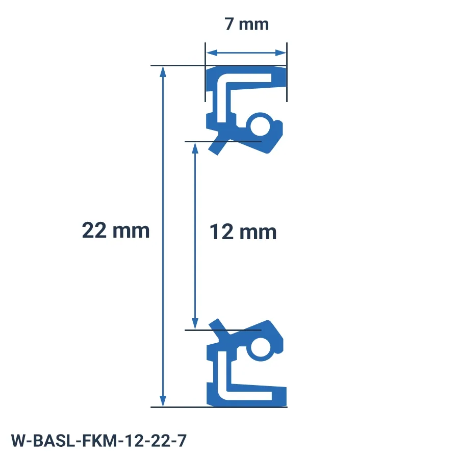 شمای فنی کاسه نمد W-BASL-FKM-12-22-7